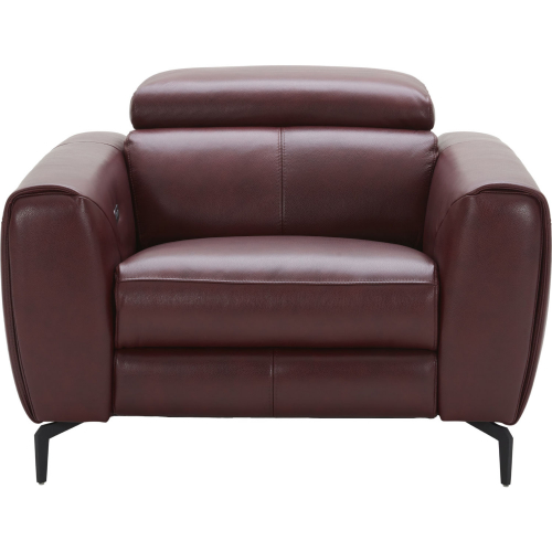 Lorenzo Power Motion Accent Chair in Merlot Premium Italian Leather